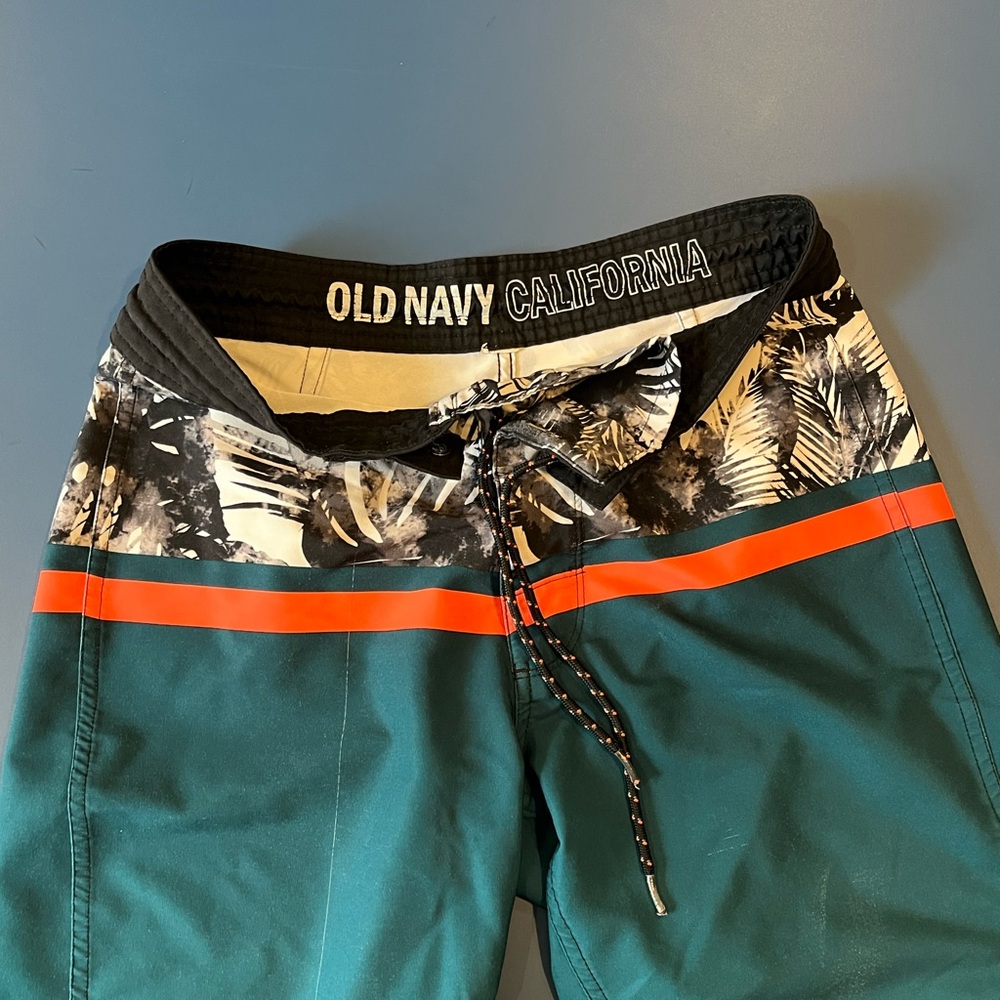 Old Navy California Men's Swim Trunks - Teal and Black